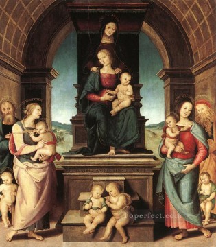 Pietro Perugino Painting - The Family of the Madonna Renaissance Pietro Perugino
